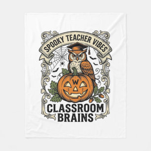 Halloween Teacher Pumpkin Owl Vintage School Shirt Fleece Blanket