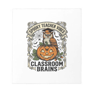 Halloween Teacher Pumpkin Owl Vintage School Shirt Notepad