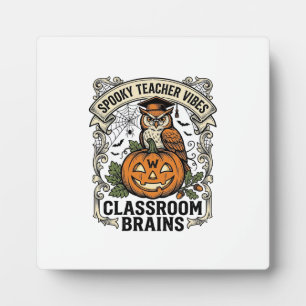 Halloween Teacher Pumpkin Owl Vintage School Shirt Plaque