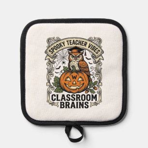 Halloween Teacher Pumpkin Owl Vintage School Shirt Pot Holder