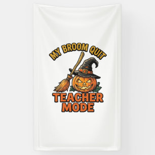 Halloween Teacher Shirt Funny Broom Trouble Design Banner