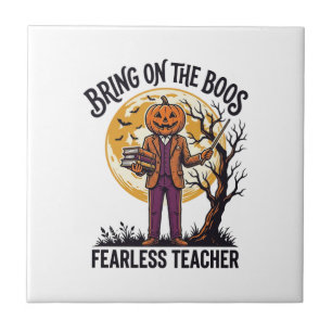Halloween Teacher Shirt Vintage Engraving Pumpkin Ceramic Tile