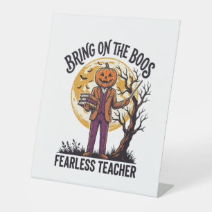 Halloween Teacher Shirt Vintage Engraving Pumpkin Pedestal Sign