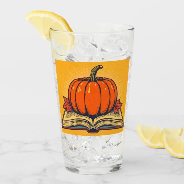 Halloween Teacher Shirts Fall Pumpkin Fall Book Glass (Front Ice)