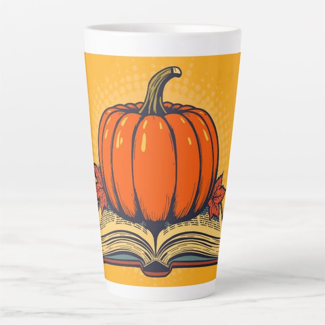 Halloween Teacher Shirts Fall Pumpkin Fall Book Latte Mug (Front)