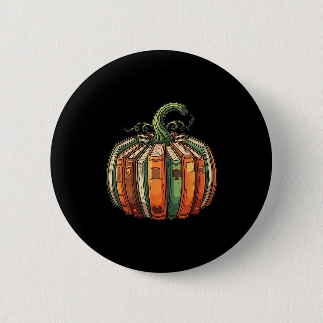 Halloween Teacher Shirts Fall Pumpkin Fall Book Sh 6 Cm Round Badge (Front)