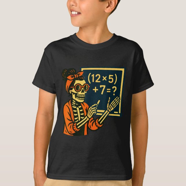 Halloween Teacher Six Seven Meme 6 7 Skeleton Soky T-Shirt (Front)