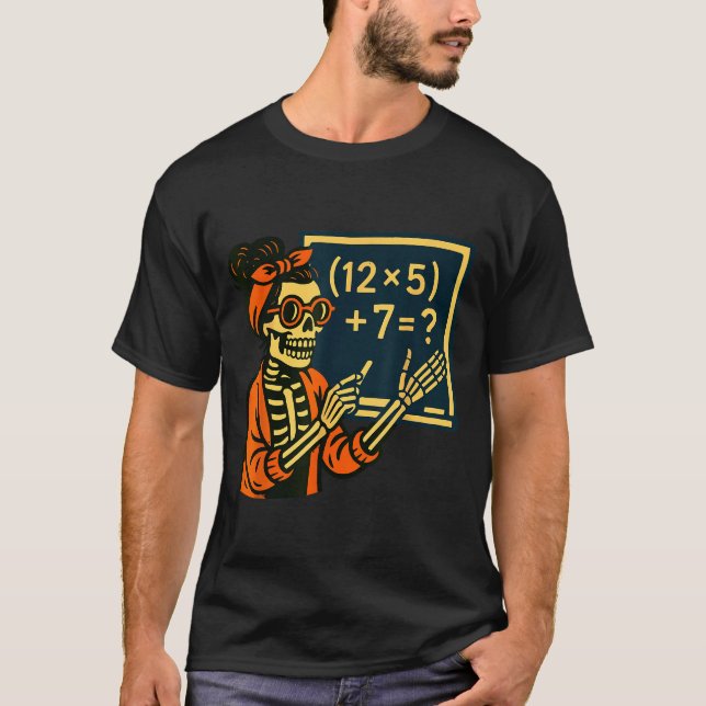 Halloween Teacher Six Seven Meme 6 7 Skeleton Soky T-Shirt (Front)