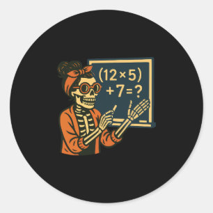 Halloween Teacher Six Seven Meme 6 7 Skeleton Spoo Classic Round Sticker
