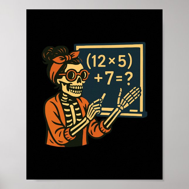Halloween Teacher Six Seven Meme 6 7 Skeleton Spoo Poster (Front)