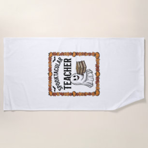Halloween Teacher Spooktacular Ghost Books Vintage Beach Towel