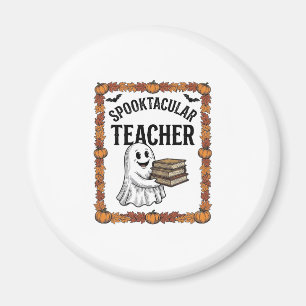 Halloween Teacher Spooktacular Ghost Books Vintage Magnet
