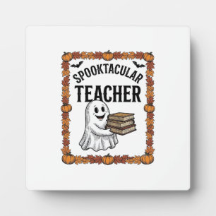 Halloween Teacher Spooktacular Ghost Books Vintage Plaque