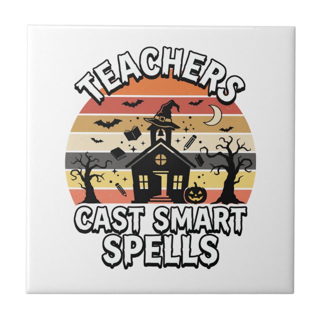 Halloween Teacher Spooky Smarts Ceramic Tile (Front)