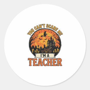 Halloween Teacher Vintage Funny Spooky School Desi Classic Round Sticker