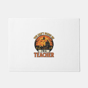Halloween Teacher Vintage Funny Spooky School Desi Doormat