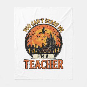 Halloween Teacher Vintage Funny Spooky School Desi Fleece Blanket