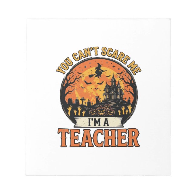 Halloween Teacher Vintage Funny Spooky School Desi Notepad (Front)