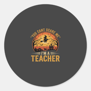 Halloween Teacher Witch Cat Design Classic Round Sticker