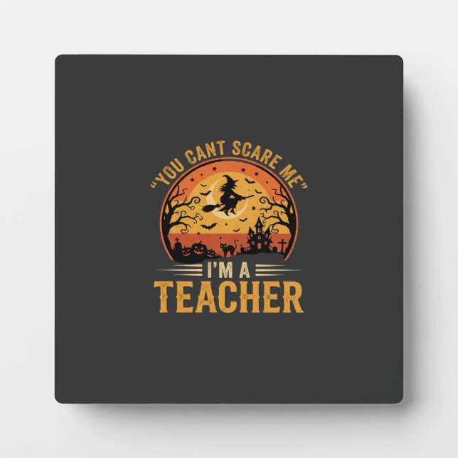 Halloween Teacher Witch Cat Design Plaque (Front)