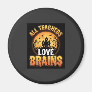 Halloween Teacher Zombie Brains Horror Moon Design Magnet