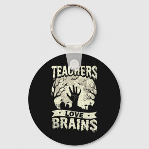 halloween teachers love brains zombie school key ring