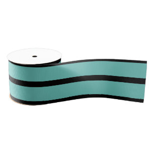 Halloween Teal and Black Striped Ribbon Grosgrain Ribbon