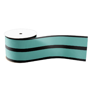 Halloween Teal and Black Striped Ribbon Grosgrain Ribbon