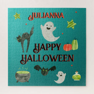 Halloween Teal and Green Jigsaw Puzzle