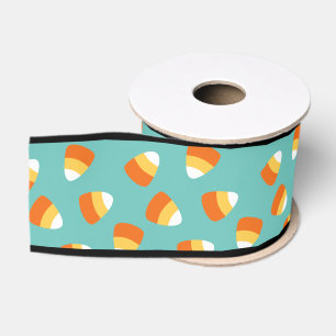 Halloween Teal Candy Corn Ribbon Grosgrain Ribbon