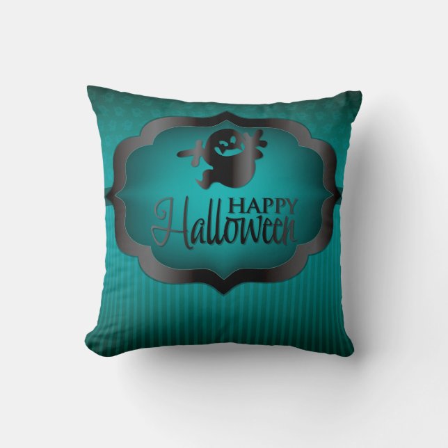 Halloween teal ghost cushion (Front)
