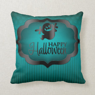 Halloween teal ghost cushion