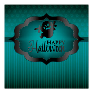 Halloween teal ghost poster