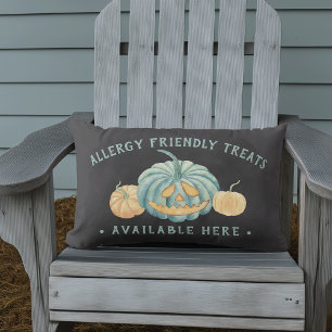 Halloween Teal Pumpkin Allergy Friendly Treats Lumbar Cushion