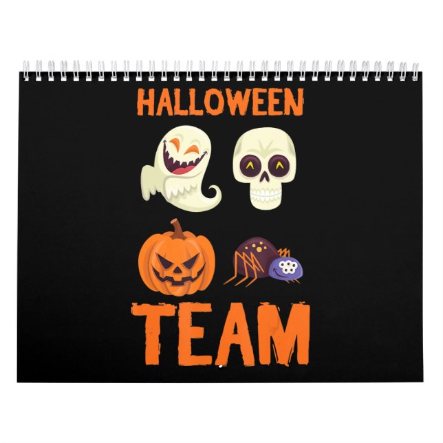 Halloween Team Skeleton Pumpkin Ghost Spider Spook Calendar (Cover)