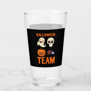 Halloween Team Skeleton Pumpkin Ghost Spider Spook Glass