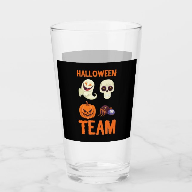 Halloween Team Skeleton Pumpkin Ghost Spider Spook Glass (Front)