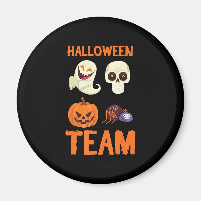 Halloween Team Skeleton Pumpkin Ghost Spider Spook Magnet (Front)