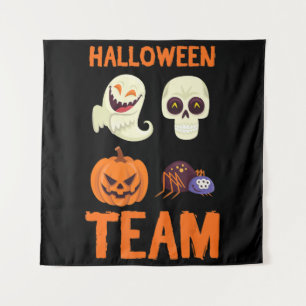 Halloween Team Skeleton Pumpkin Ghost Spider Spook Tapestry