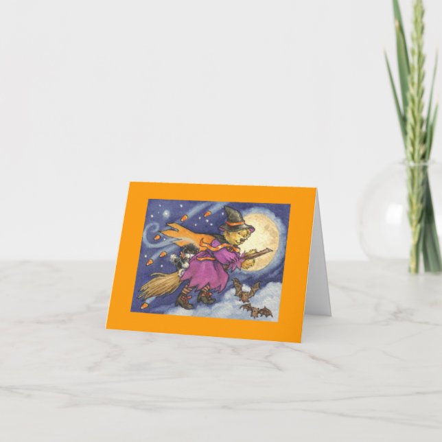 Halloween Teddy Bear Witch card (Front)