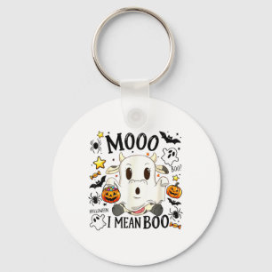 Halloween Tee Funny Moo I Mean Boo Cute Cow Spooky Key Ring