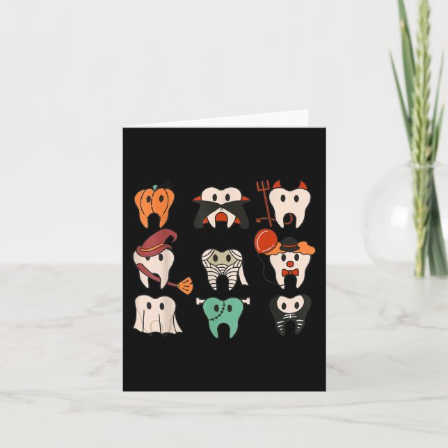 Halloween Teeth Spooky Halloween Dentist Quote  Card (Front)