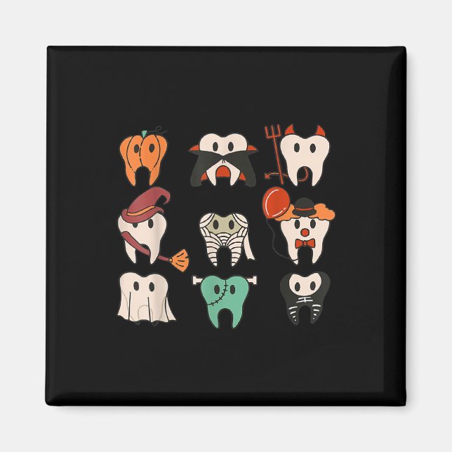 Halloween Teeth Spooky Halloween Dentist Quote  Magnet (Front)