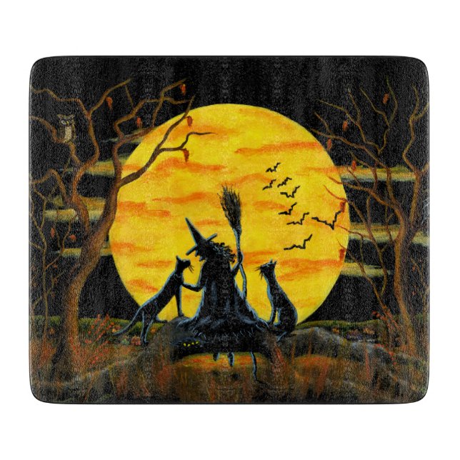 Halloween tempered glass cutting board (Front)