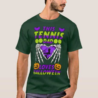 Halloween Tennis Dad Sport Lover Skeleton Fathers  T-Shirt