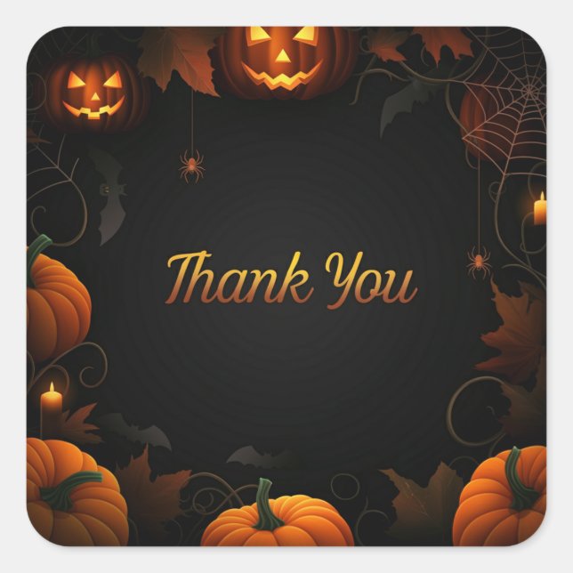 Halloween "Thank You"  Square Sticker (Front)