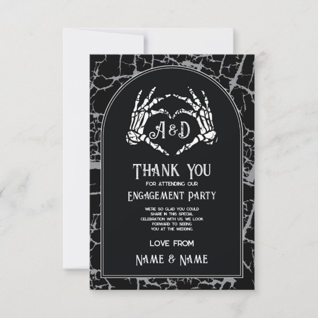 Halloween Thank You Wedding Skeleton Hearts Hands  Invitation (Front)