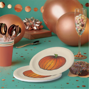 Halloween Thanksgiving Autumn Harvest Fall Pumpkin Paper Plate