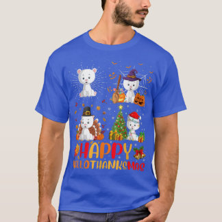 Halloween Thanksgiving Christmas Bear Hallothanksm T-Shirt