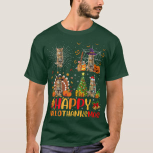 Halloween Thanksgiving Christmas Bengal Cat Hallot T-Shirt